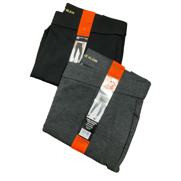 Anne Klein Women's Ankle Pants 2 PAIRS Black Gray Size XXL 20 NWT - Picture 1 of 11